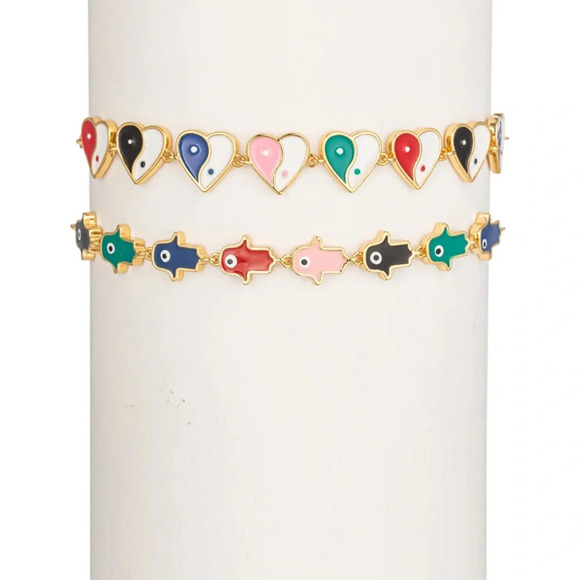 ARM CANDY by Eye Candy Los Angeles Heart Yang to My Hamsa Bracelet Set - Picture 1 of 3